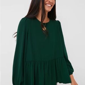Tuckernuck Green Carlotta Peplum Blouse